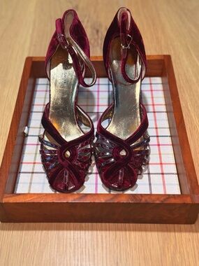 Dolce & Gabbana Velvet & Python-Embossed Ankle-Strap Heels